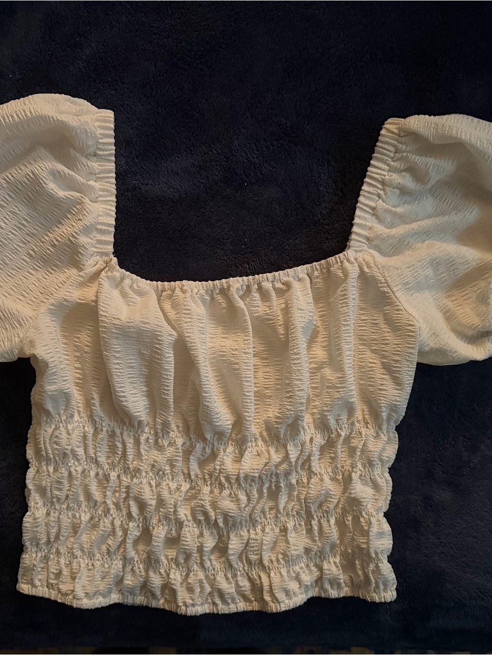 Smocked Puff-Sleeve Women's Top in White